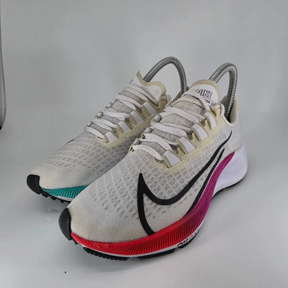 Nike Running Shoes Womens 5 White Multi Pegasus 37 Air Zoom Magenta BQ9647-103